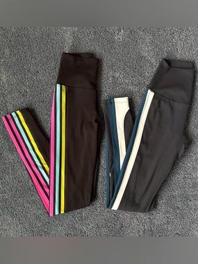 Lot of Splits59 + BeachRiot Women’s XS Leggings Black Gray Stripe